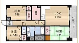 竹屋町マンション 3LDKの間取図画像