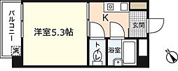 ウエストヒル 1Kの間取図画像