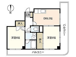 リバーサイドコーポ広瀬 2DKの間取図画像