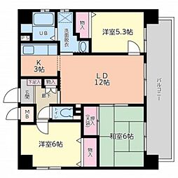 ユアコート横川福本ビル 3LDKの間取図画像
