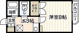 ロアール上天満 1Kの間取図画像