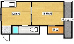 第2小河内ビル 1DKの間取図画像