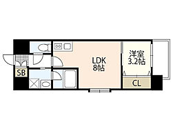 広島市中区西白島町マンション 1LDKの間取図画像