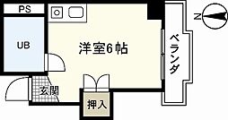 プログレス本川 1Kの間取図画像