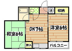 新見ビル 2DKの間取図画像