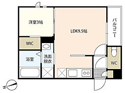 グランティック江波本町 1LDKの間取図画像