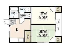万田マンション 2DKの間取図画像