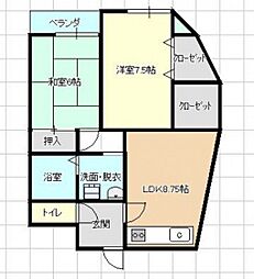 ネオライフ舟入 2DKの間取図画像