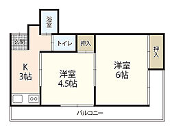 尾崎ビル 2Kの間取図画像