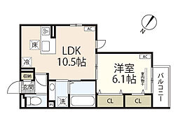 Campanella高須 1LDKの間取図画像