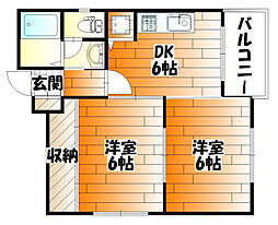 エトワール榎町 2DKの間取図画像