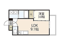 仮称)S-MOVE庚午北NEO 1LDKの間取図画像
