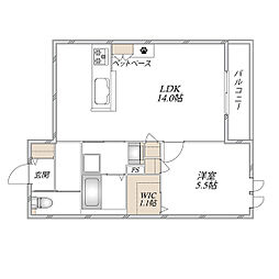 Wisteria court 1LDKの間取図画像