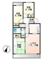 花見川ガーデンハイツ 3LDKの間取図画像