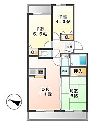 花見川ガーデンハイツ 3DKの間取図画像