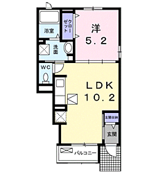 カーサ・セレーノ 1LDKの間取図画像