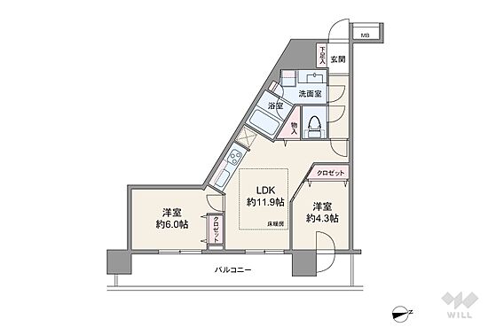 間取りは専有面...