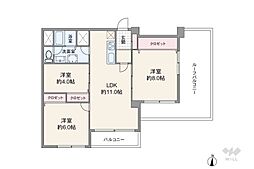 北千束スカイマンション 3LDKの間取図画像