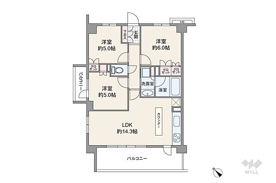 間取りは専有面...