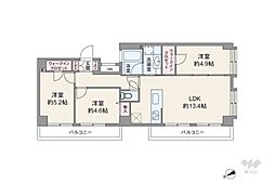 セブンスターマンション大森 3LDKの間取図画像