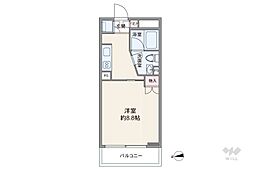 レックス武蔵中原 1Kの間取図画像