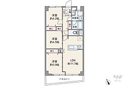 鹿島田セントラルマンション 3LDKの間取図画像