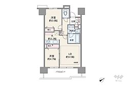 グランスイート三軒茶屋スカイテラス 2LDKの間取図画像