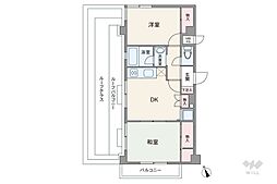 タウンハイツ尾山台 2DKの間取図画像