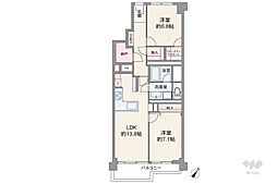馬事公苑前ハイム北棟 2LDKの間取図画像