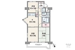 多摩川ハイホーム 3Kの間取図画像