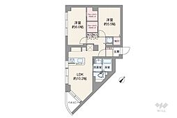 シャンボール尾山台 2LDKの間取図画像