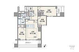 ピアースコード等々力 3LDKの間取図画像