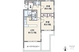 グランエクレール岡本E 2LDKの間取図画像