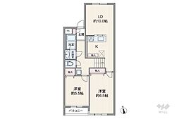 成城学園サマリヤマンション 2LDKの間取図画像