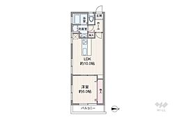 大洋豪徳寺マンション 1LDKの間取図画像