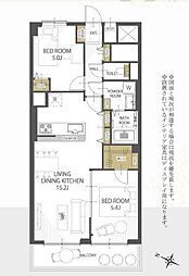 ときわ平サニーハイツ 2LDKの間取図画像