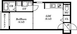 WEST名駅 3階1LDKの間取り