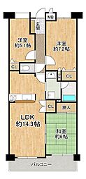 レジオン八尾 3LDKの間取図画像