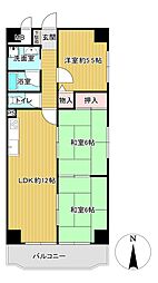 ネオハイツ第2新大阪 3LDKの間取図画像