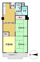 メガロコープ平野5号棟 3LDKの間取図画像