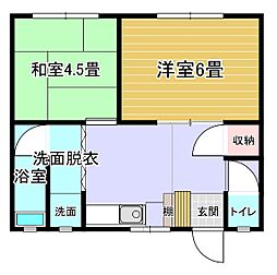 ます乃荘1 2DKの間取図画像