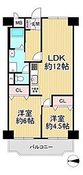 寝屋川日光ハイツ 2LDKの間取図画像