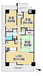 ユニハイム香里園駅前 3LDKの間取図画像