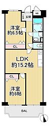 ローズハイツ香里園 2LDKの間取図画像