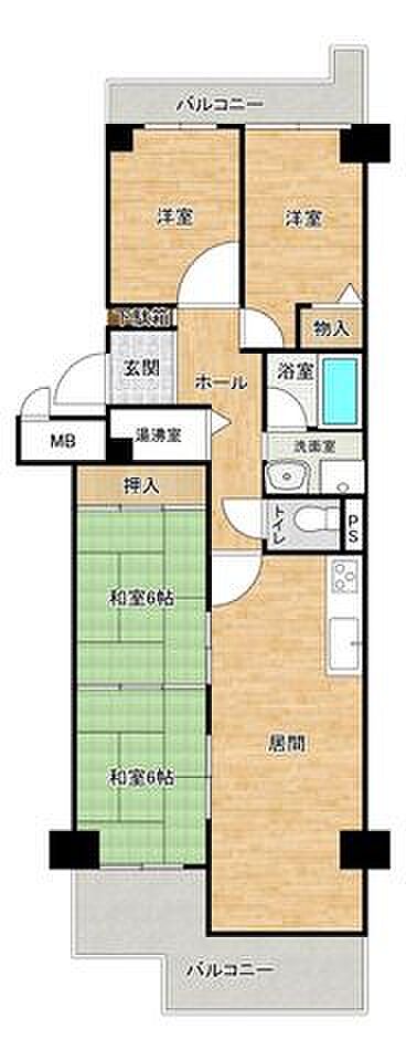 □4LDK・75.47m2ゆったりとした広さです♪