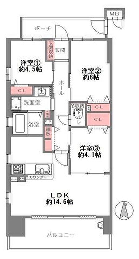3LDK 間取り