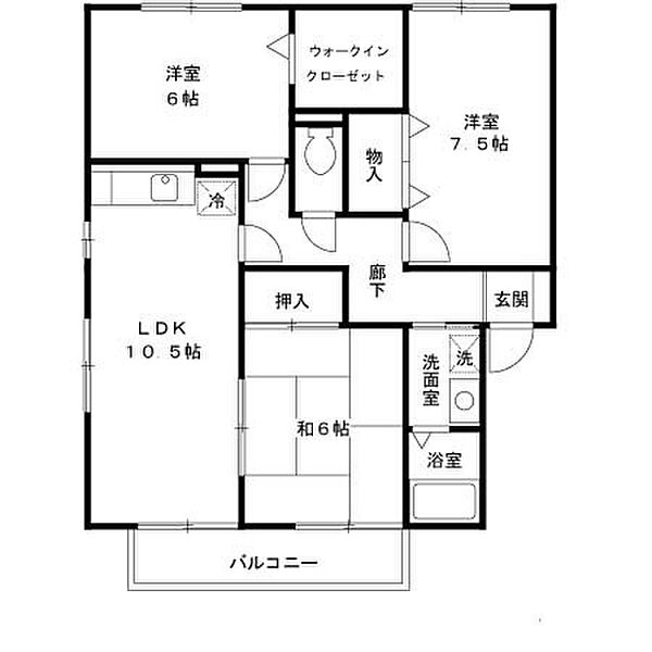 ガーデンビュー北在家 201｜兵庫県加古川市加古川町北在家(賃貸アパート3LDK・2階・70.43㎡)の写真 その2