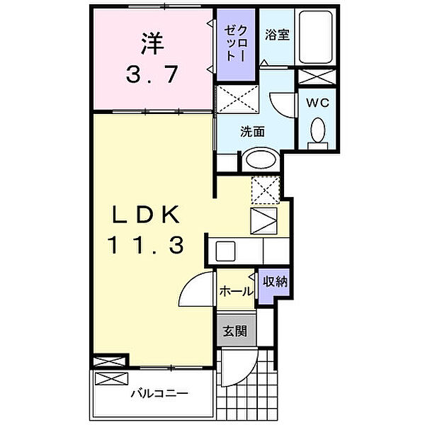 ヴィラ・スタシオン 103｜兵庫県加古川市加古川町平野(賃貸アパート1LDK・1階・37.13㎡)の写真 その2