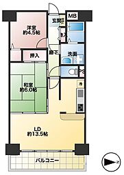 ライオンズマンション姫路城東町 2LDKの間取図画像