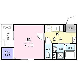 JR総武線 錦糸町駅 徒歩11分の賃貸マンション 2階1Kの間取り